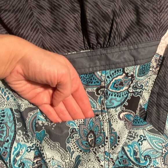 Athleta Paisley Active Workout Pack Everywhere Halter Dress Turquoise Gray Sz 6 - Picture 8 of 8